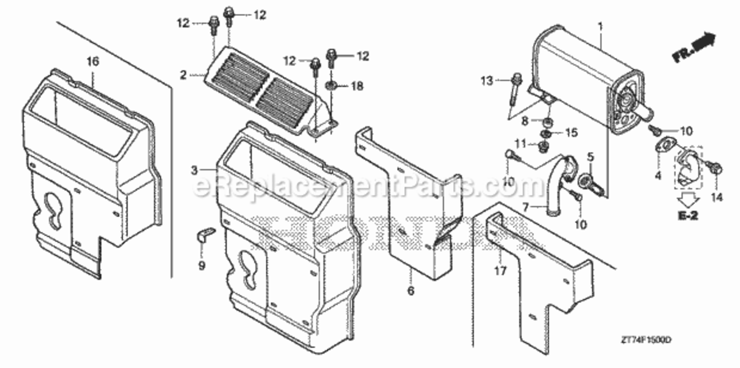 Muffler Diagram and Parts List for EU3000IS1 A Honda Generator