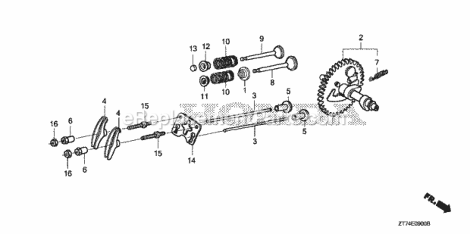 Camshaft Diagram and Parts List for EU3000IS1 A Honda Generator