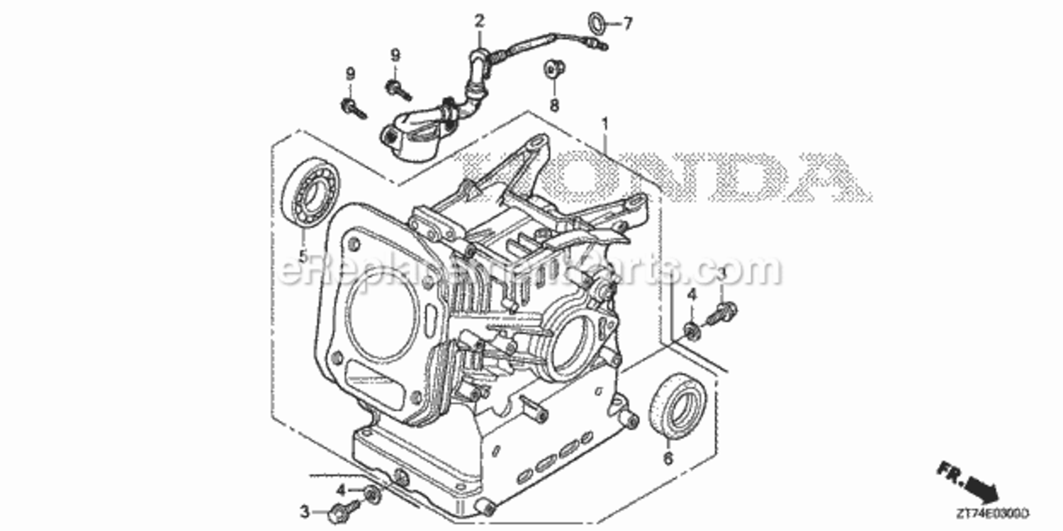Cylinder Diagram and Parts List for EU3000IS1 A Honda Generator