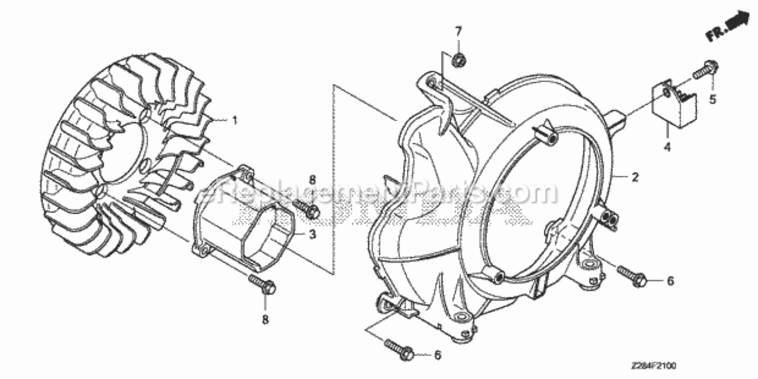 Fan Cover Diagram and Parts List for EU3000I AN Honda Generator