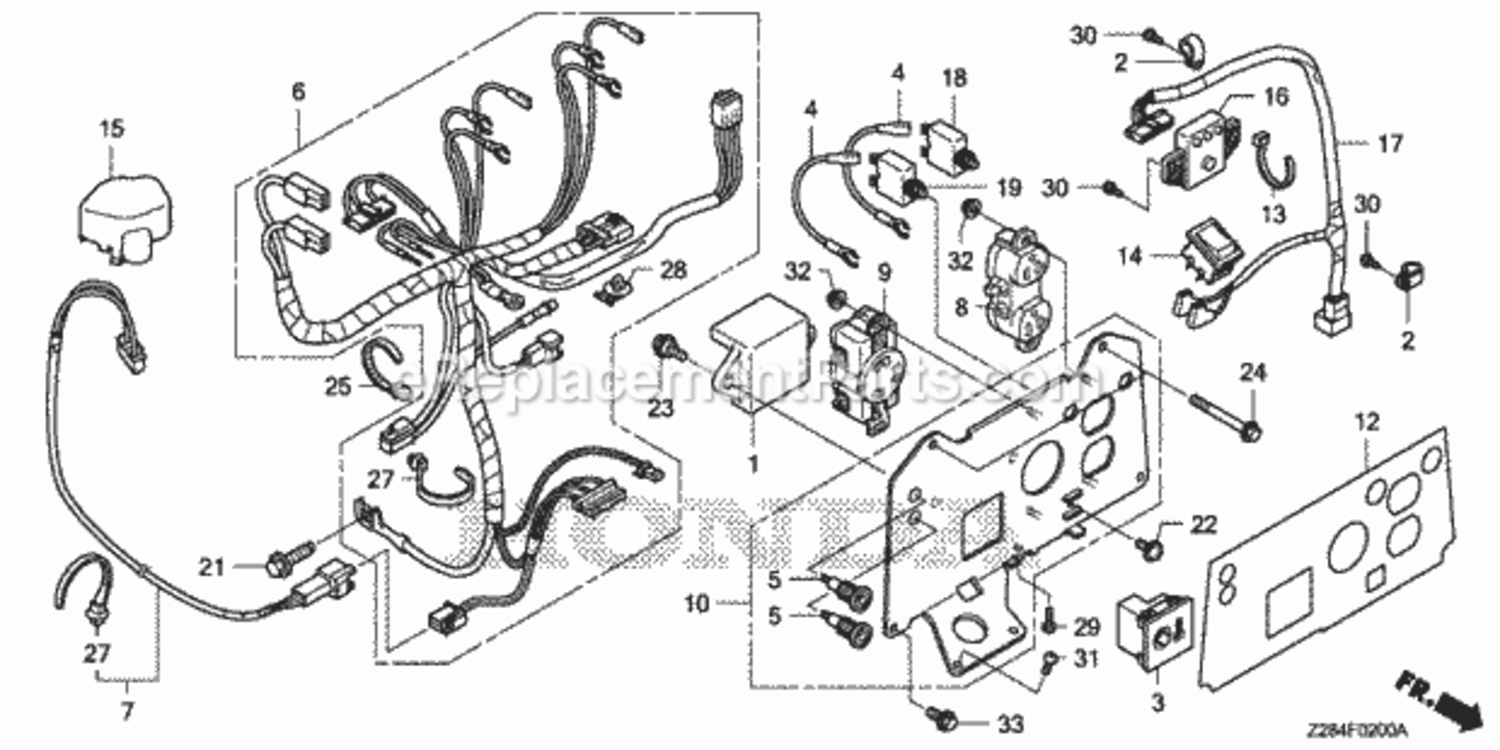 Control Panel 1 Diagram and Parts List for EU3000I AN Honda Generator