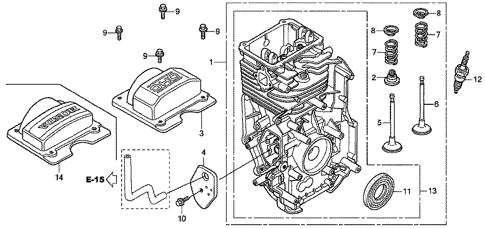 Fig-0 Diagram and Parts List for GC160LA Type VXA Honda Engine