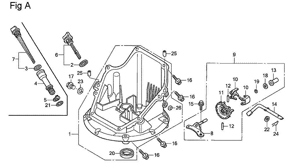 Fig-1 Diagram and Parts List for GSV190A Type N1AF Honda Engine