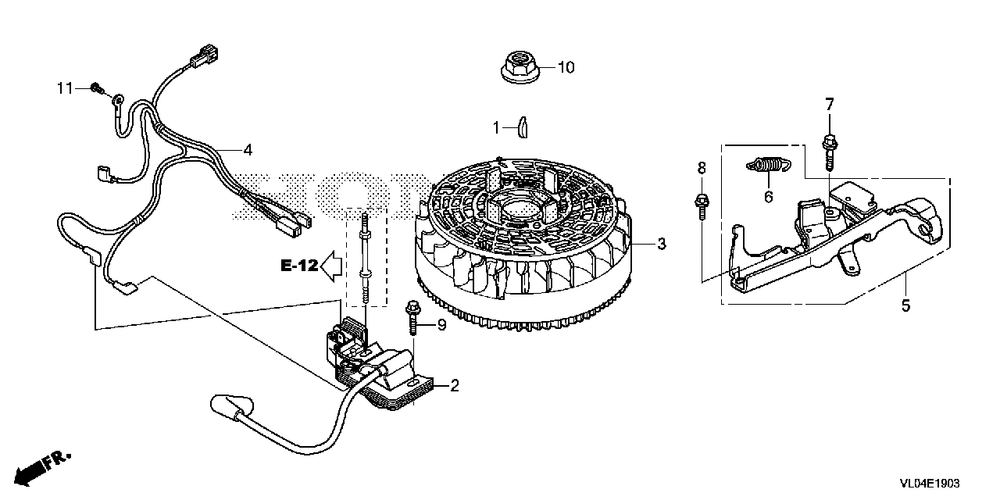 Flywheel-Ignition Coil (4) Diagram and Parts List for HRR216K10 (Type  VLAA)(MZCG-1140001 - 1660000) Honda Lawn Mower