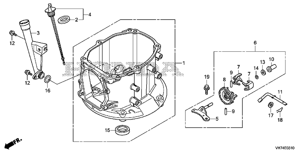 Crankcase (Hrx217k6) Diagram and Parts List for HRX217K6 (Type  HYA)(MAMA-1000001 - 9999999) Honda Lawn Mower