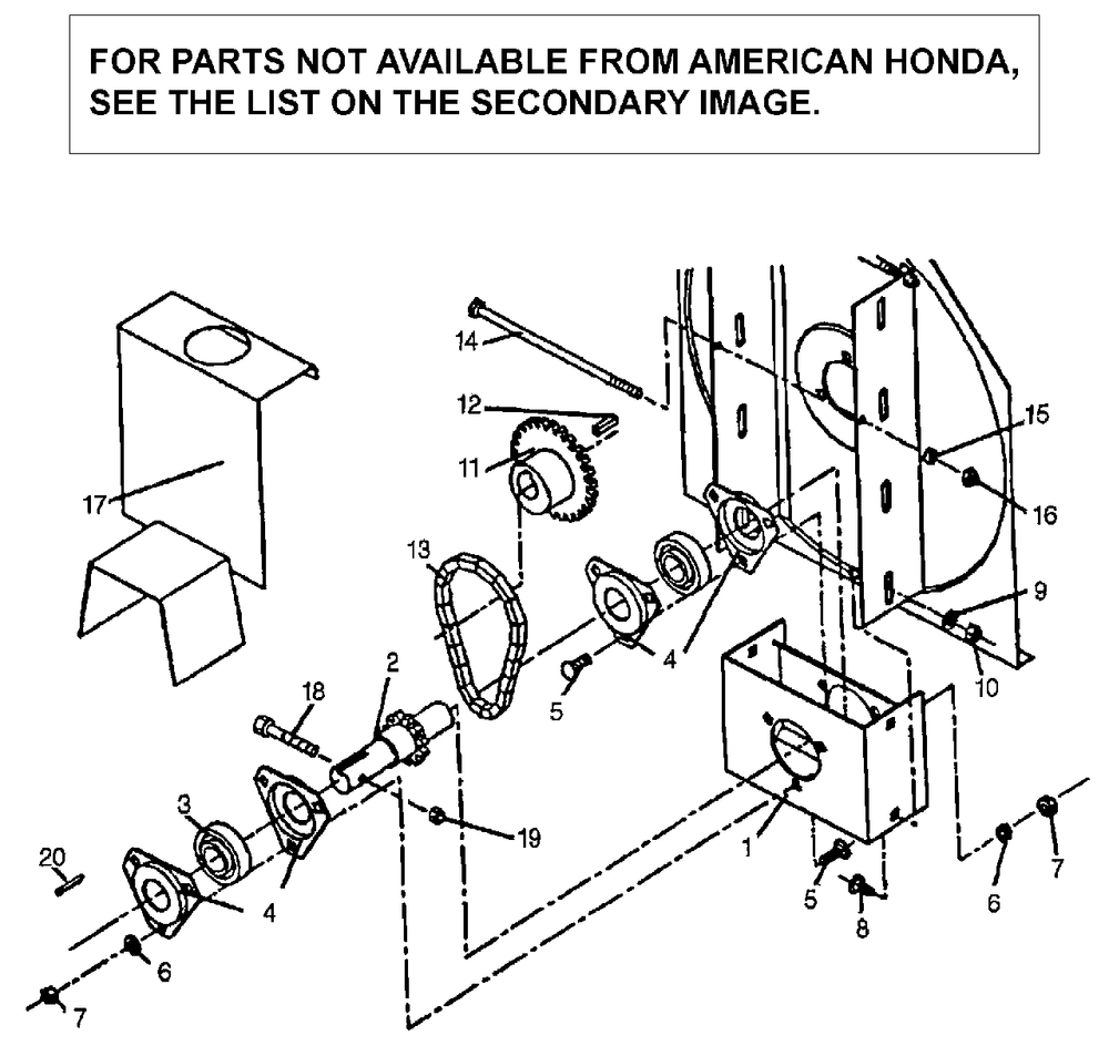 Reduction Box Assembly (Sb1013b) Diagram and Parts List for SB1013 Type  B Honda Lawn Tractor Accessories
