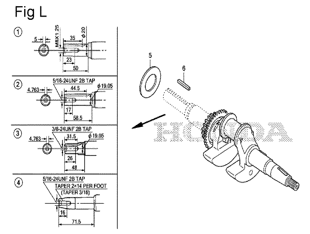 Fig-12 Diagram and Parts List for GS190A Type VXU Honda Engine