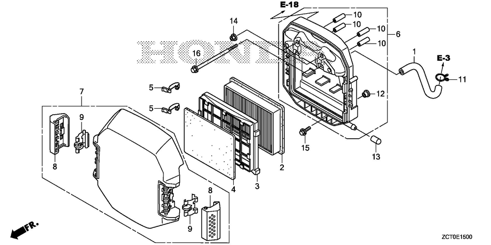 Air Cleaner Diagram and Parts List for GXV690RHX (Type TAF3)(GJAEH-2000001-9999999) Honda Engine