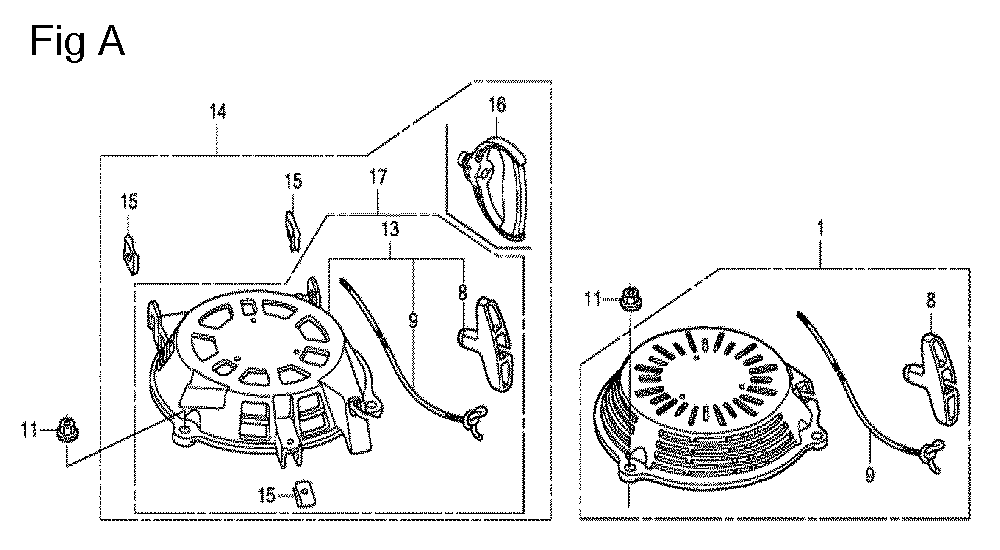 Fig-1 Diagram and Parts List for GCV160A Type S1A Honda Engine