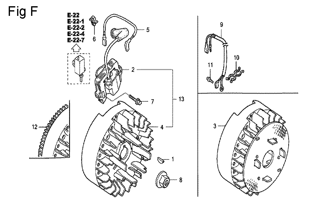 Fig-6 Diagram and Parts List for GC160 Type QHC Honda Engine
