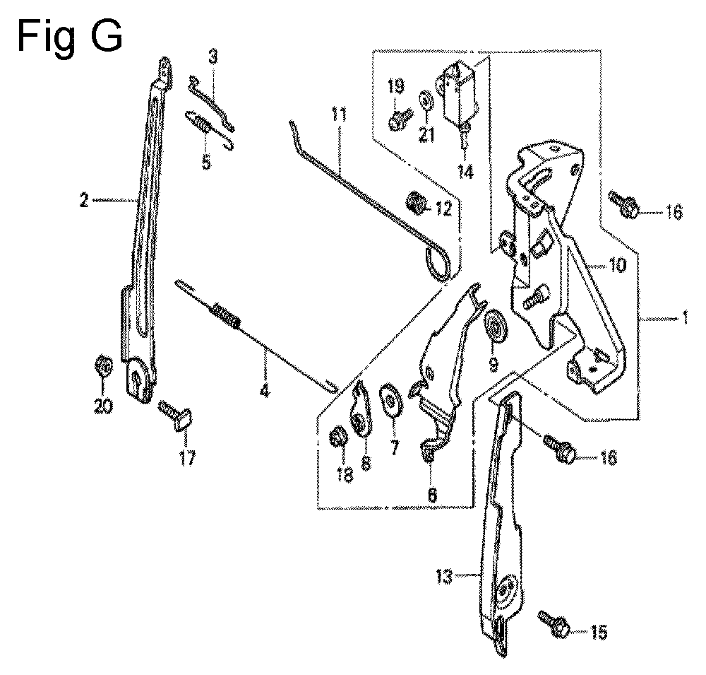 Fig-7 Diagram and Parts List for GS190A Type QBA2 Honda Engine