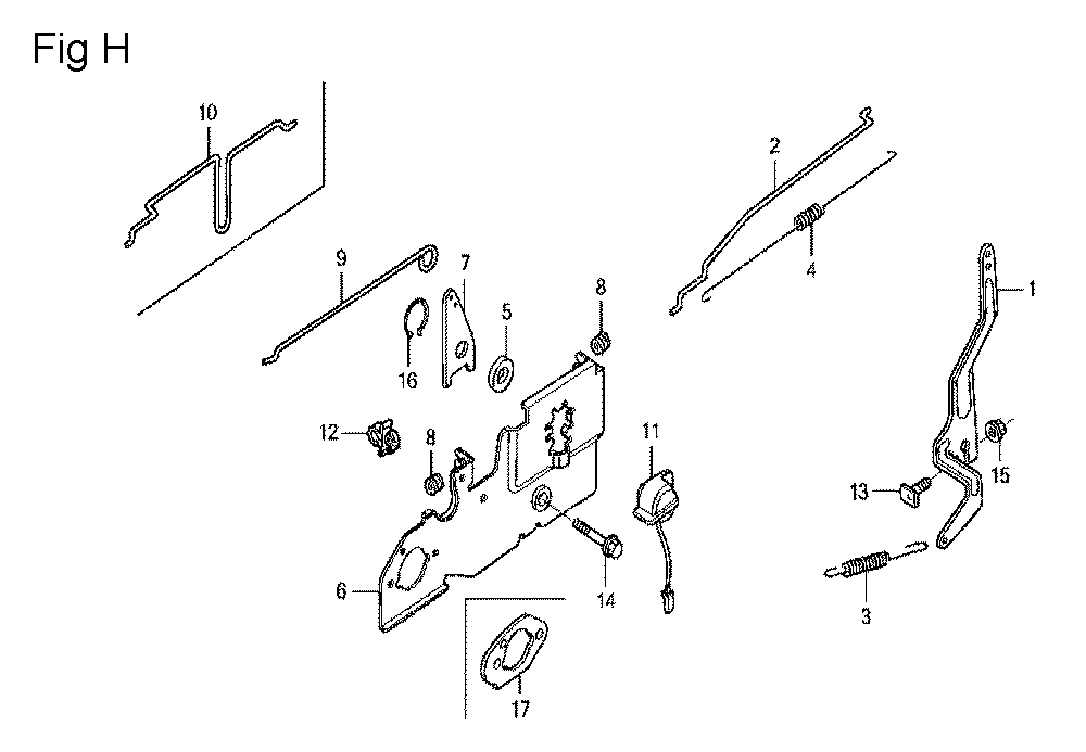 Fig-8 Diagram and Parts List for GCV160LA Type N5AF Honda Engine