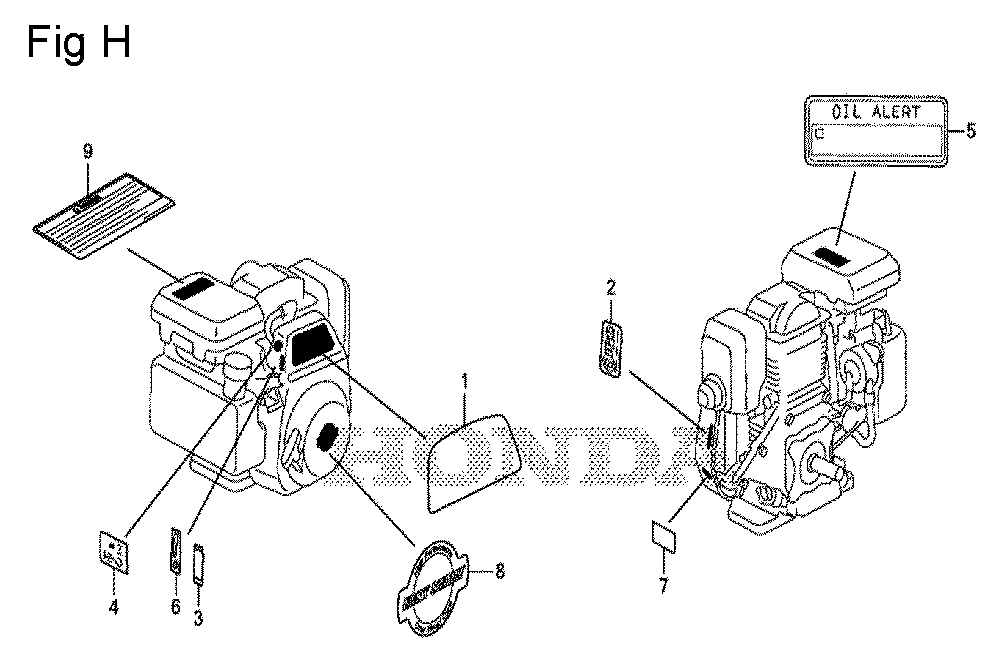 Fig-8 Diagram and Parts List for GS190A Type QBA1 Honda Engine