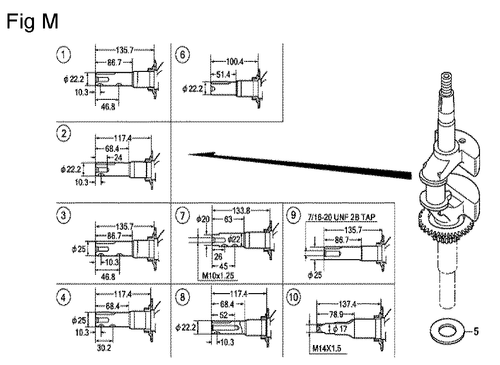 Fig-13 Diagram and Parts List for GCV160A Type E1A4 Honda Engine