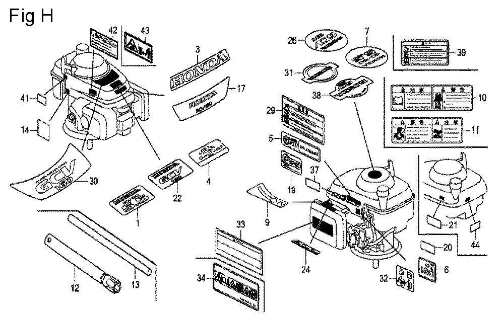 Fig-8 Diagram and Parts List for GCV160A Type BHH Honda Engine