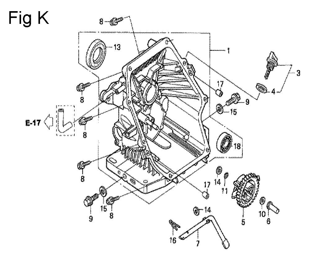 Fig-11 Diagram and Parts List for GC190A Type VXU Honda Engine