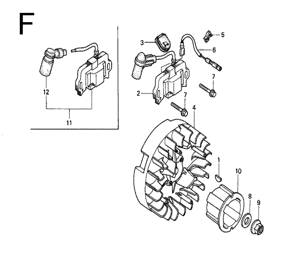 Fig-6 Diagram and Parts List for GX100 Type QA2 Honda Engine