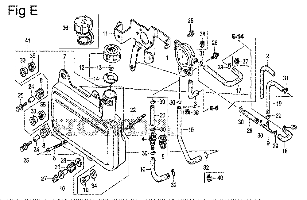 Fig-5 Diagram and Parts List for GS190A Type VXU Honda Engine