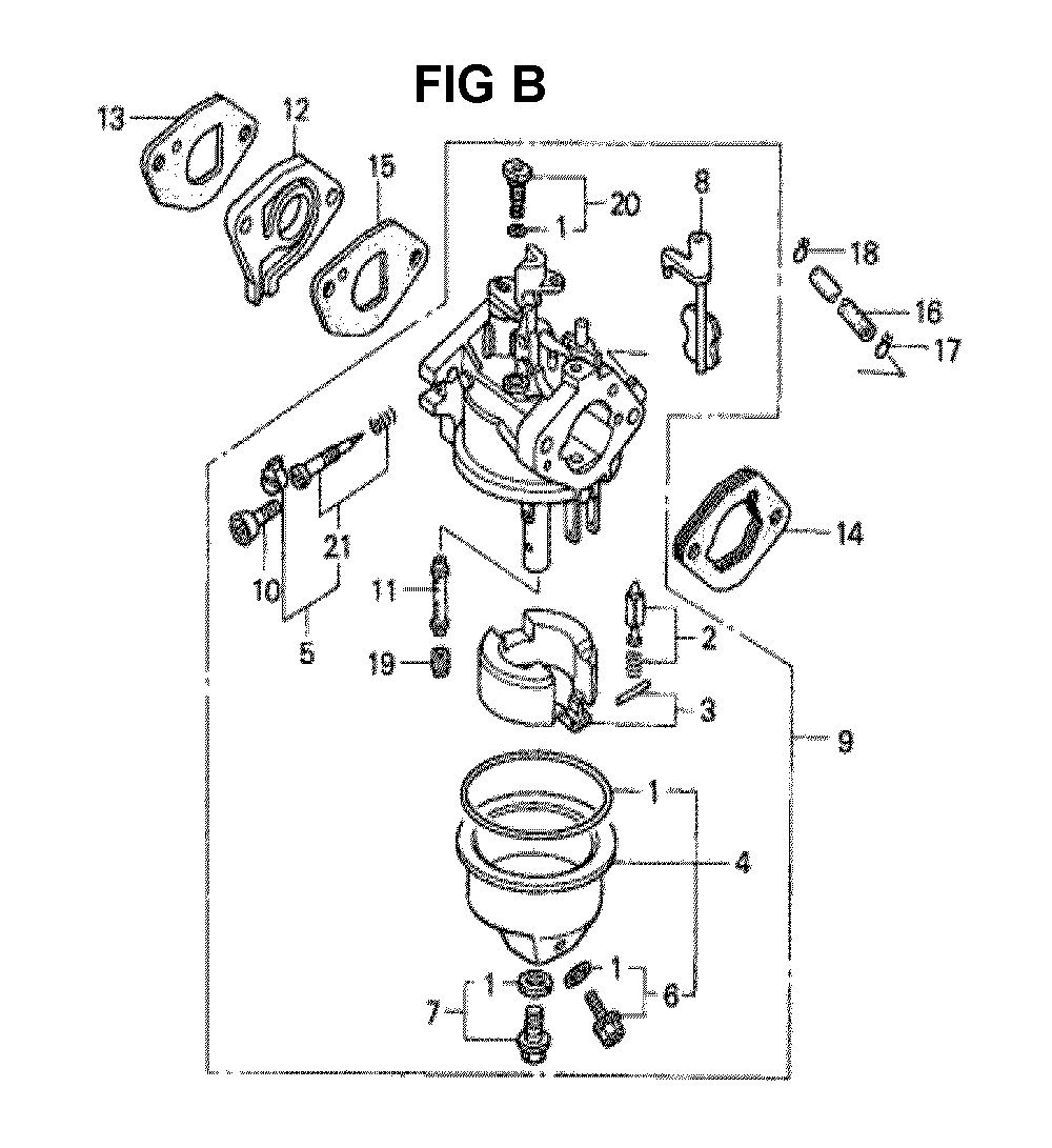 Fig-5 Diagram and Parts List for GXV140 Type N1UR Honda Engine