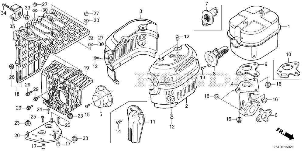 Muffler (3) Diagram and Parts List for GX390UT2 (Type  QC4/A)(GCBCT-3000001 - 9999999) Honda Engine