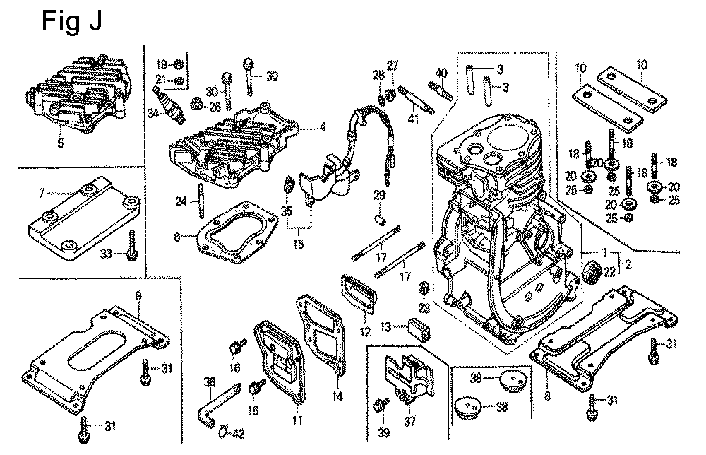 Fig-10 Diagram and Parts List for G100K2 Type ZK2 Honda Engine