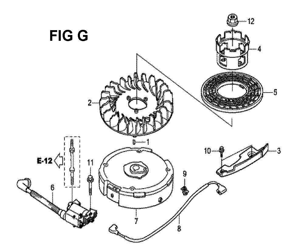 Fig-7 Diagram and Parts List for GCV190LA Type BHH Honda Engine