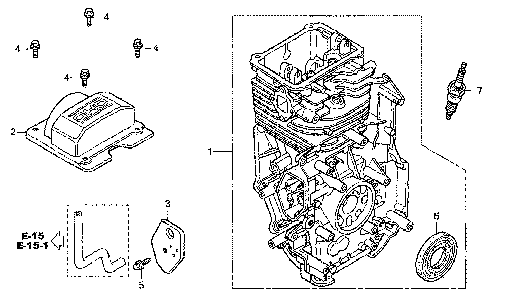 Fig-0 Diagram and Parts List for GC190A Type QEAF Honda Engine