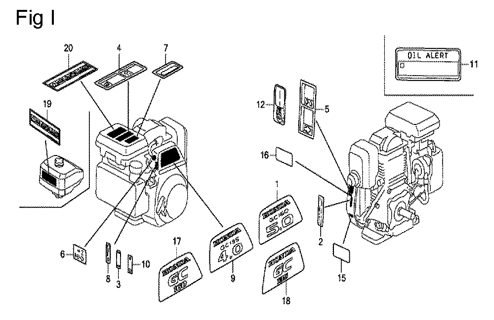 Fig-9 Diagram and Parts List for GC160 Type PXD Honda Engine