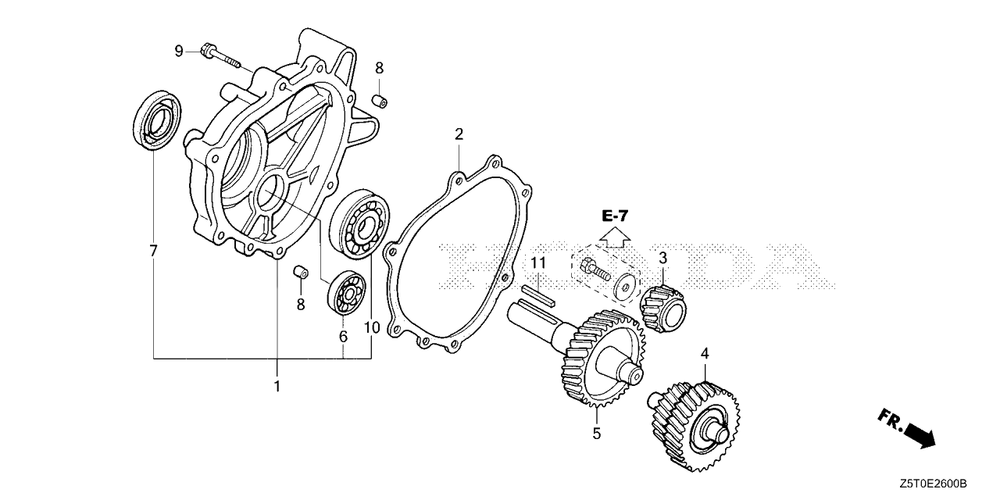 Reduction Diagram and Parts List for GX390UT2 (Type  LX2/A)(GCBCT-3000001 - 3485996) Honda Engine