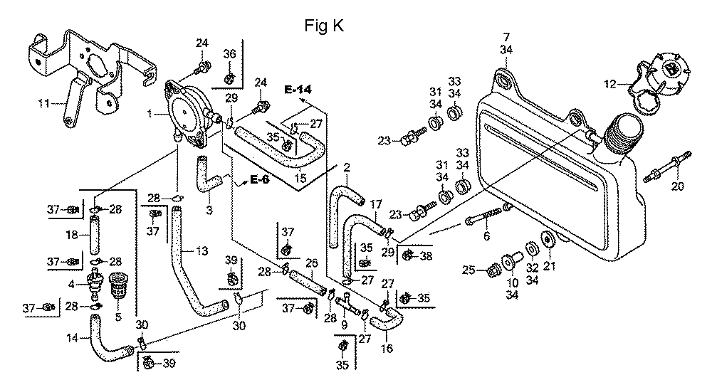 Fig-11 Diagram and Parts List for GC190LA Type QHAF Honda Engine