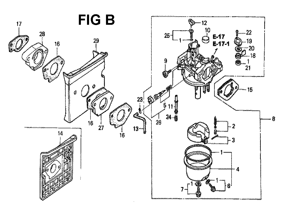 Fig-6 Diagram and Parts List for GXV340K2 Type DAP2 Honda Engine