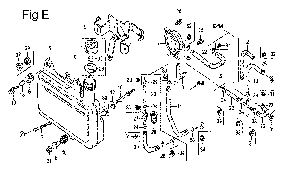 Fig-5 Diagram and Parts List for GC135 Type WXJ Honda Engine