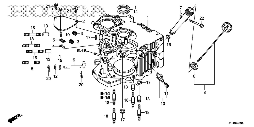 Crankcase Diagram and Parts List for GXV690RHX (Type TAF3)(GJAEH-2000001-9999999) Honda Engine