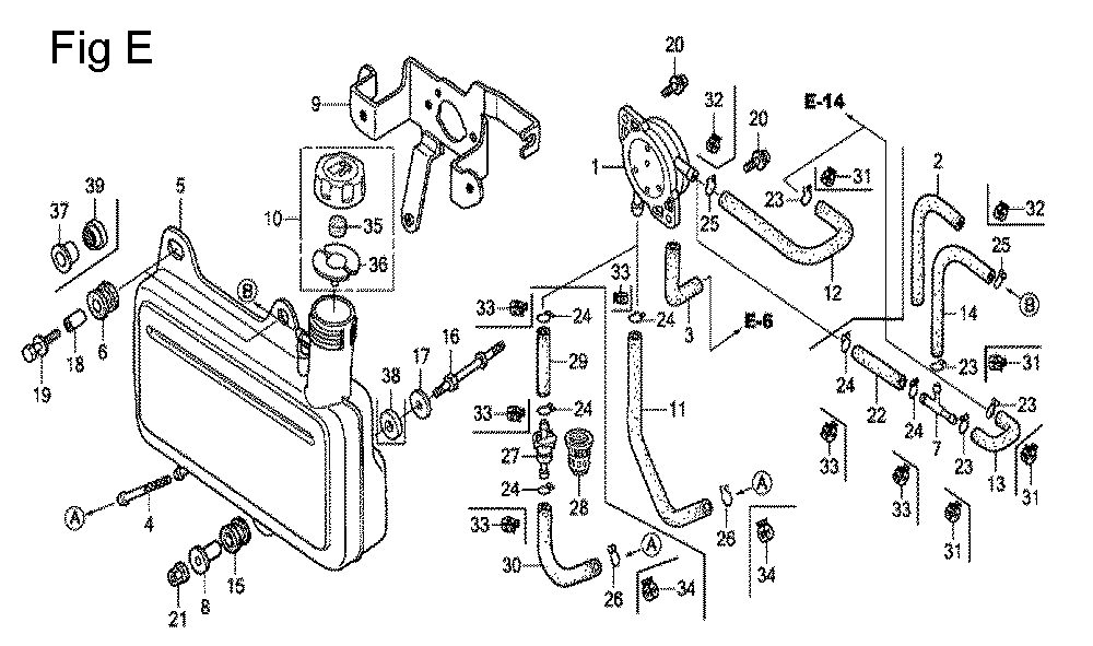 Fig-5 Diagram and Parts List for GC160A Type QHEB Honda Engine