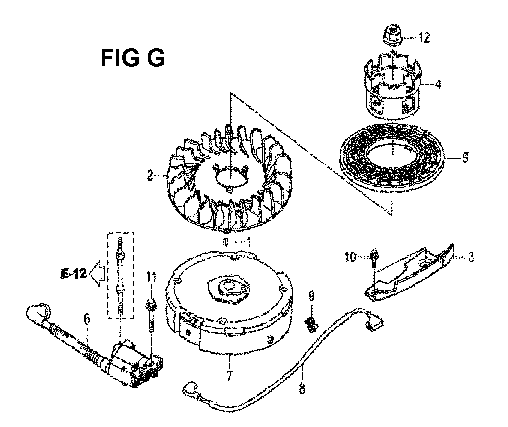 Fig-7 Diagram and Parts List for GCV190LA Type SBL Honda Engine