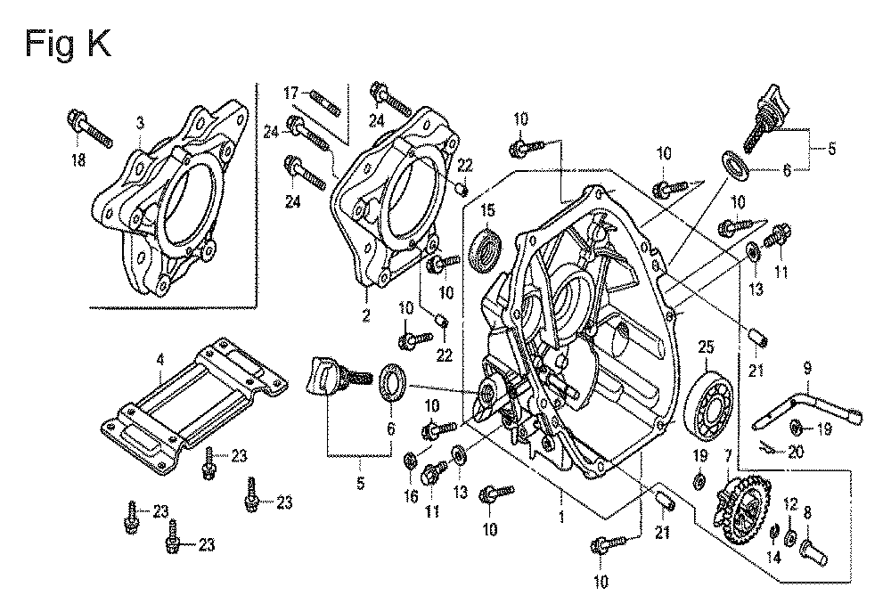 Fig-11 Diagram and Parts List for GX100U Type QBE Honda Engine