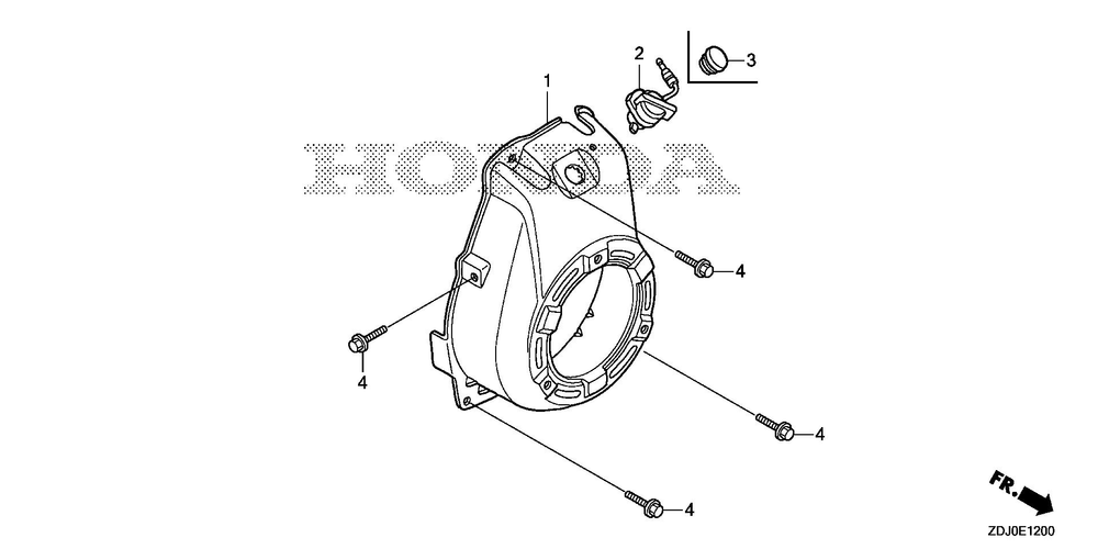 Fan Cover Diagram and Parts List for GXR120UT (Type QXBR)(GCCDT-2000001-9999999) Honda Engine
