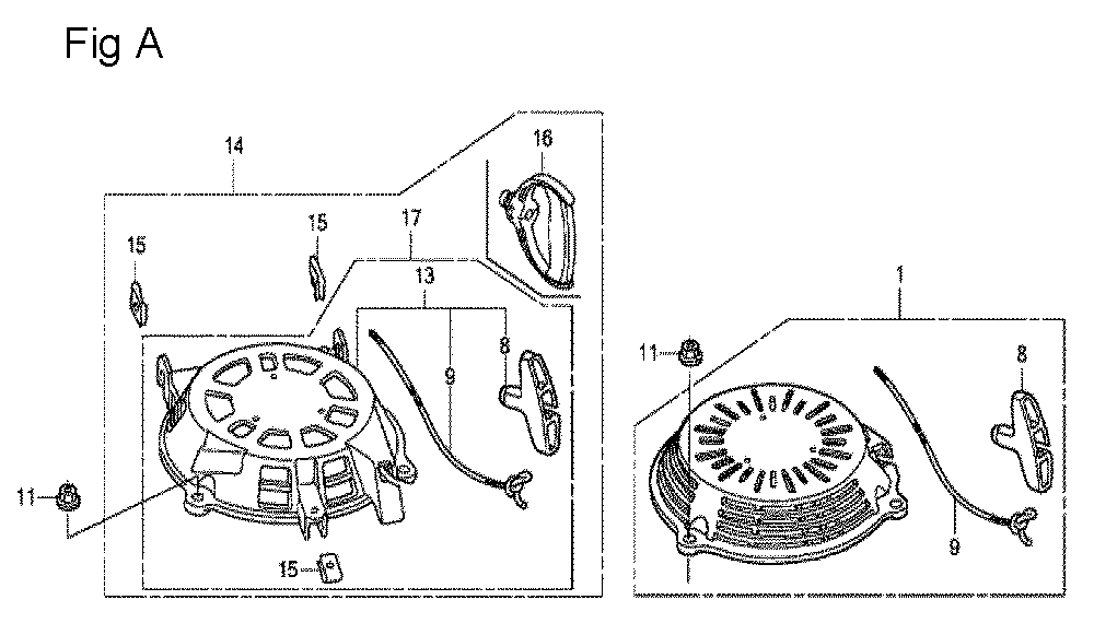 Fig-1 Diagram and Parts List for GCV160A Type S3A2 Honda Engine