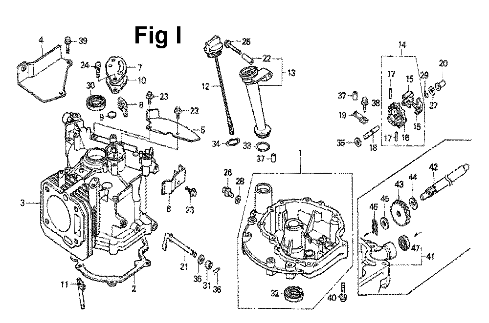 Fig-4 Diagram and Parts List for GXV140 Type A1KS Honda Engine
