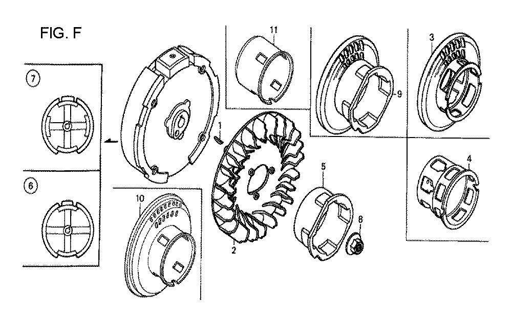 Fig-6 Diagram and Parts List for GX120T1 Type TX2 Honda Engine