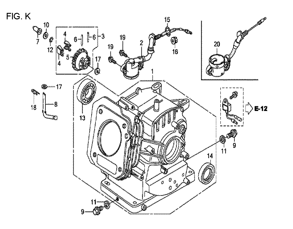 Fig-11 Diagram and Parts List for GX120T1 Type TX26 Honda Engine