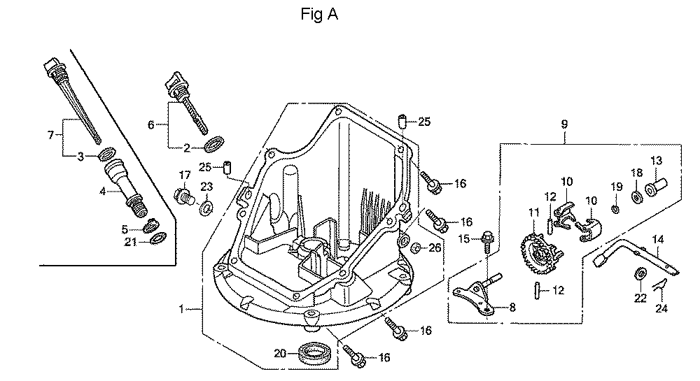 Fig-1 Diagram and Parts List for GSV190A Type A1AF Honda Engine