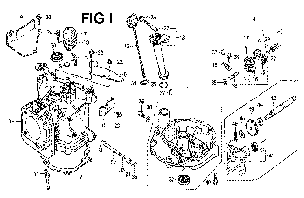 Fig-3 Diagram and Parts List for GXV140 Type N1UR Honda Engine