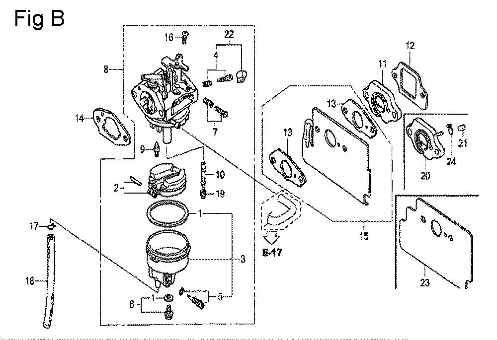 Fig-2 Diagram and Parts List for GC160 Type VHE Honda Engine