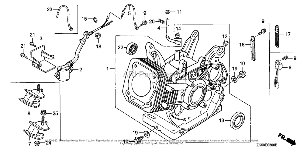 Cylinder Barrel Diagram and Parts List for GX390K1 (typeVXP/A)(GDAF-1100001) Honda Engine