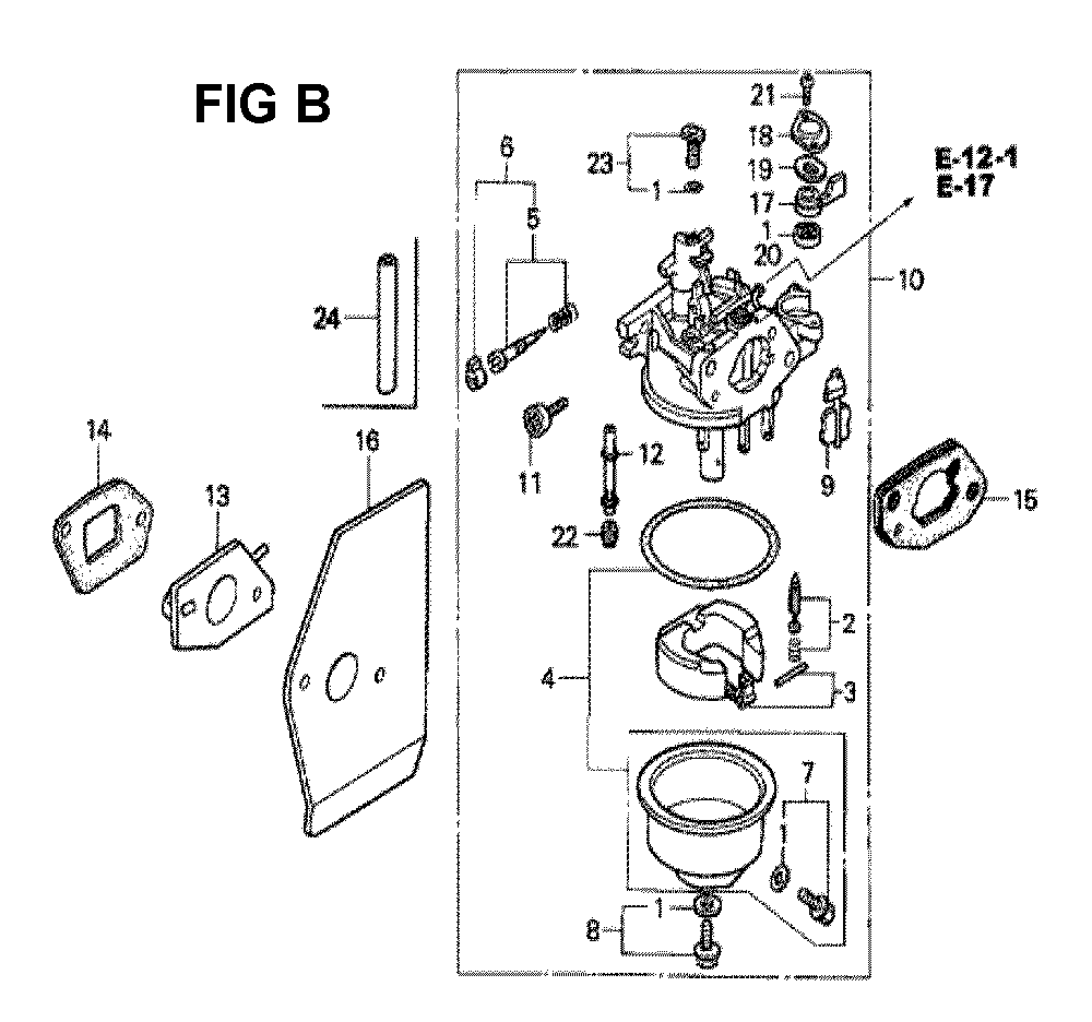Fig-8 Diagram and Parts List for GXV160K1 Type N4 Honda Engine