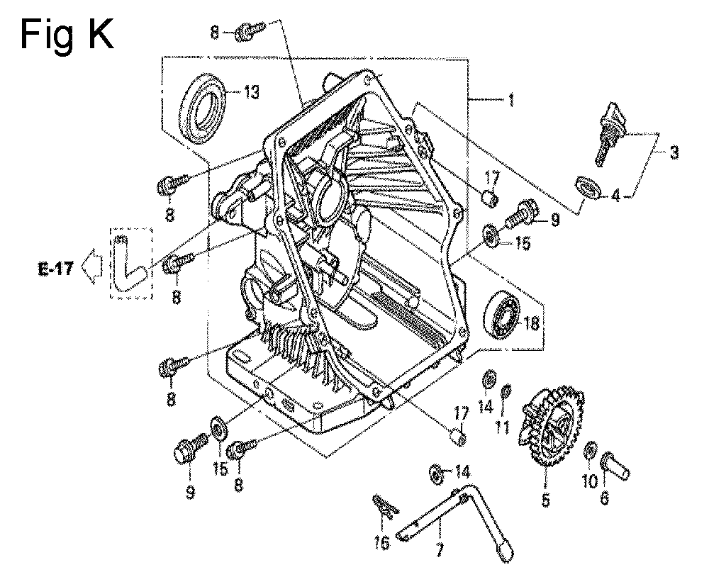 Fig-11 Diagram and Parts List for GC190A Type QHE5 Honda Engine