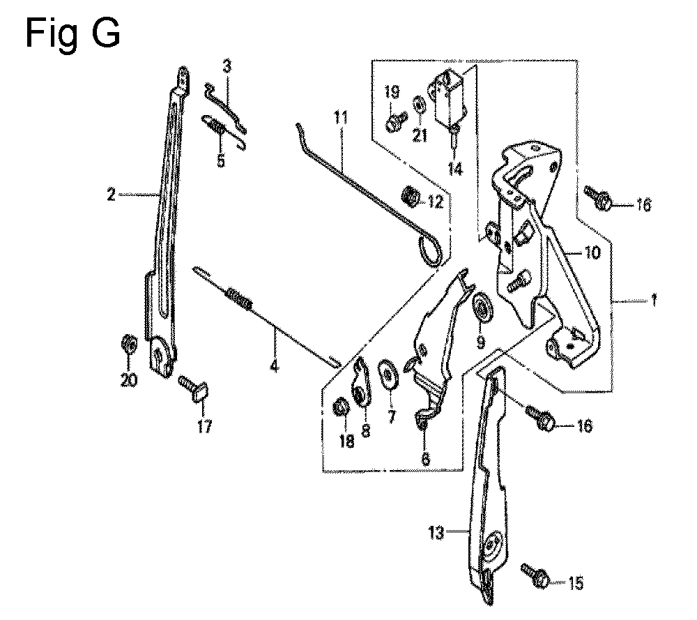 Fig-7 Diagram and Parts List for GC135 Type SHJ Honda Engine