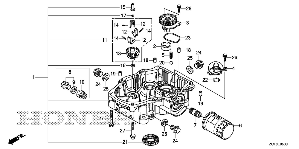 Oil Pan Diagram and Parts List for GXV690RHX (Type TAF3)(GJAEH-2000001-9999999) Honda Engine