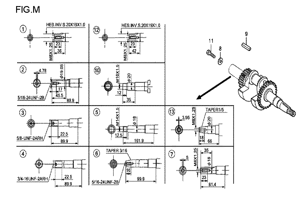 Fig-13 Diagram and Parts List for GX120T1 Type QXBR Honda Engine